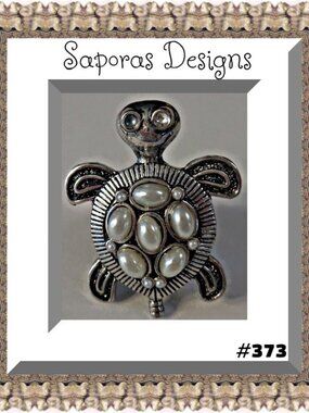Tibetan Silver Turtle Design Ring Size 7 With White Faux Pearls Native Ethnic